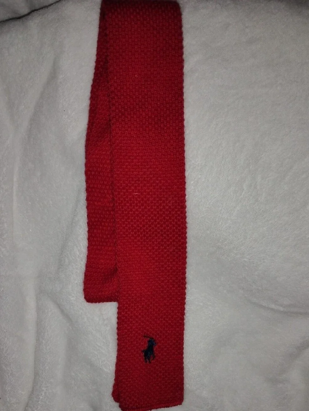 Red Knit Men’s Tie with Embroidered Logo